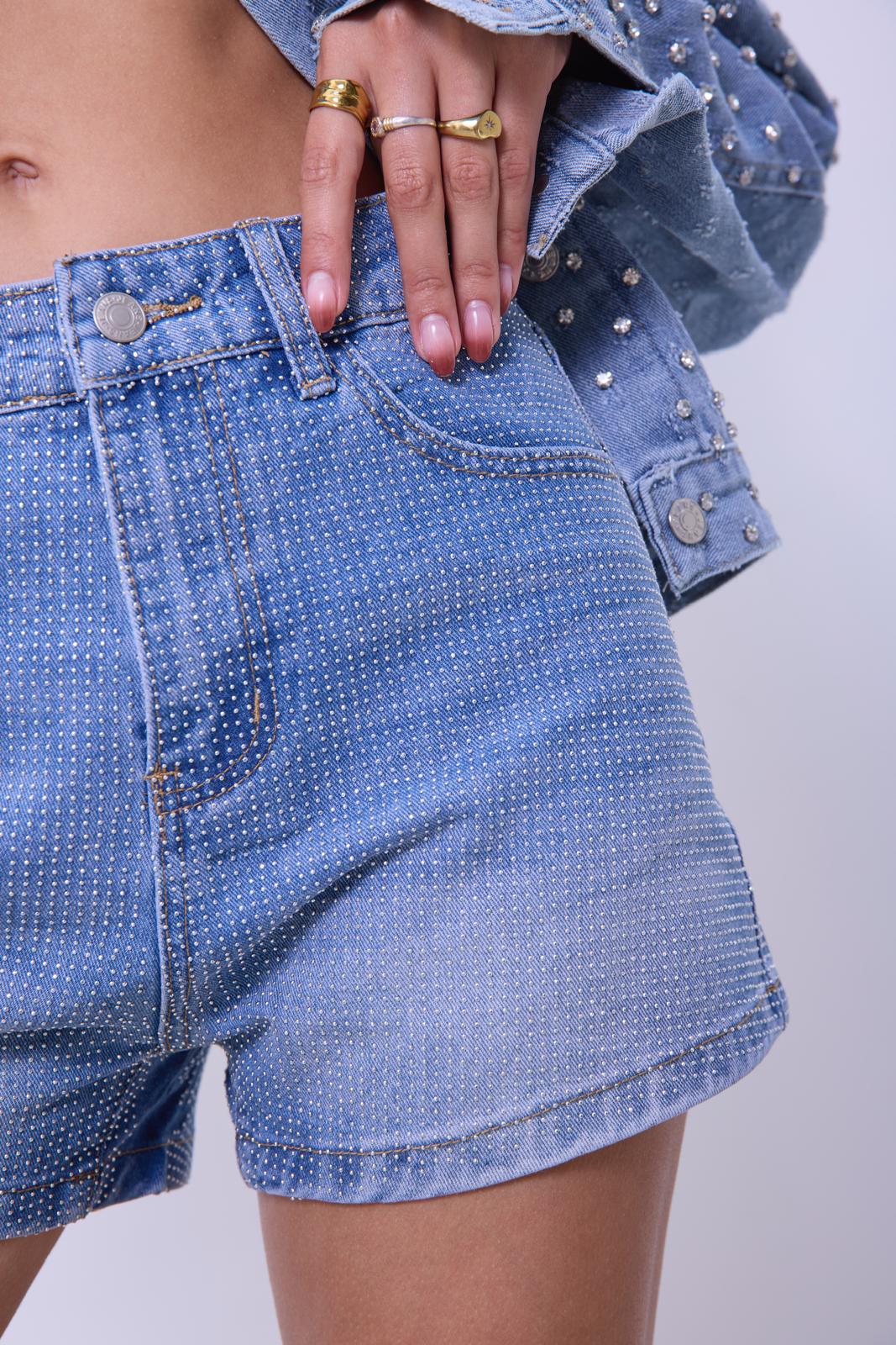 Short denim strass