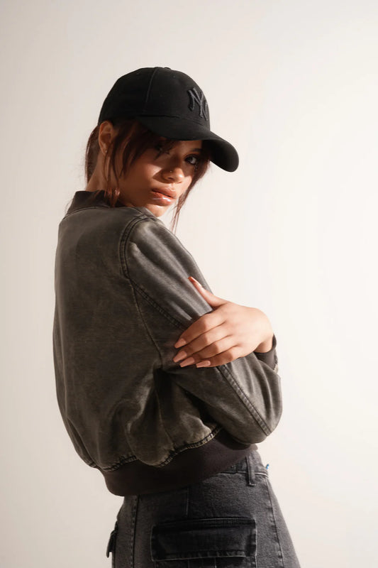 Campera bomber ecocuero GREY